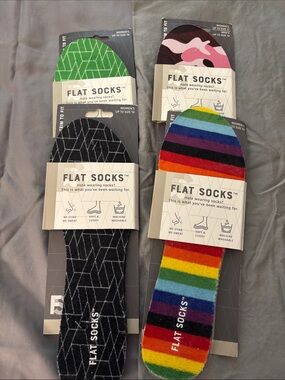 Women's No-Show Flat Socks - Multi & Black (Pack of 4)